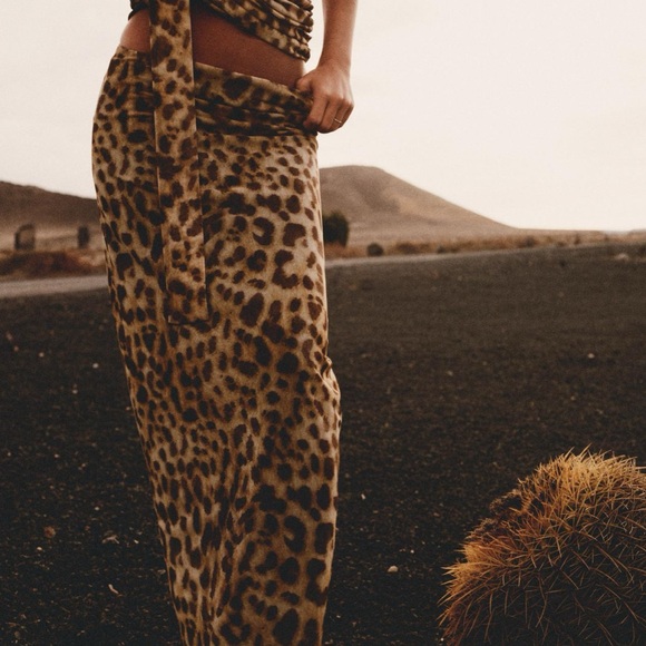 Zara Animal Printed Leopard/Cheetah Print Tulle Skirt - Picture 1 of 5